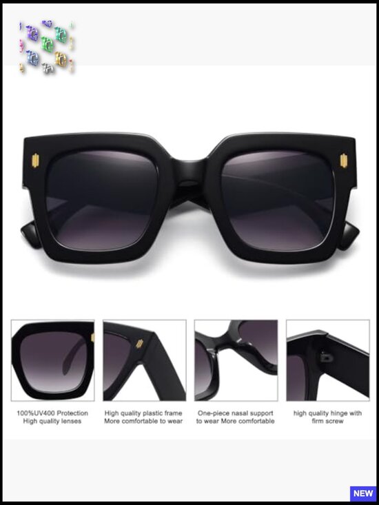 Retro Square Oversized Sunglasses Large TAC Lenses UV Protection Driving main image 4